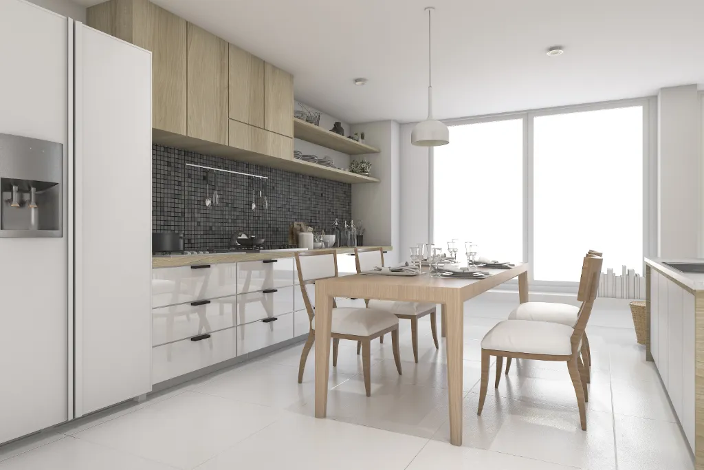 reformas integral en Barberà del Vallès - Render 3d cocina amplia y luminosa